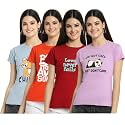 Preneum Women's Cotton Regular Fit Latest Graphic Stylish Printed Short Sleeves Casual T-Shirt |Trend &amp; Styles