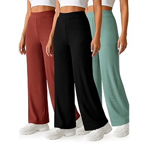 Prenuem Womens High Waist Flared Korean Trousers