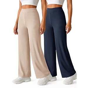 Prenuem Womens High Waist Flared Korean Trousers