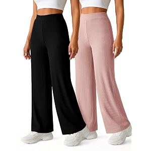 Prenuem Womens High Waist Flared Korean Trousers