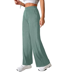 Prenuem Womens High Waist Flared Korean Trousers