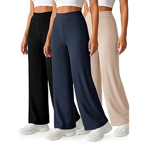 Prenuem Womens High Waist Flared Korean Trousers