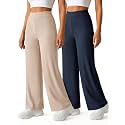 Prenuem Womens High Waist Flared Korean Trousers