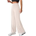 Prenuem Womens High Waist Flared Korean Trousers