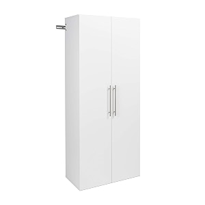 prepac engineered wood laminate iron 3034 large hangups storage cabinet white 30 inch