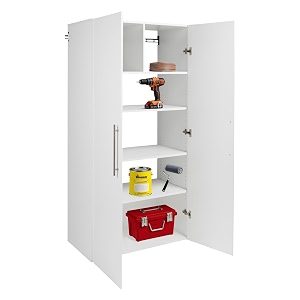 prepac particle board engineered wood laminate iron hangups storage cabinet white 3634 large