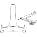 6 inch Folding Metal Frame Plate Holder Easel Stand for Picture Frame, Decorative Plates, Photo, Book, Collectibles (Silver)