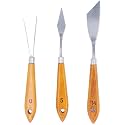 3 Pcs Artist Stainless Steel Palette Knife Set Oil Painting Accessories for Color Mixing Spreading Applying Oil Acrylic Paint Painting