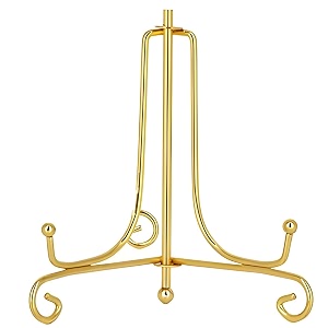 10 inch foldable gold metal frame plate holder easel stand for picture frame decorative plates photo book collectibles gold 10 inch