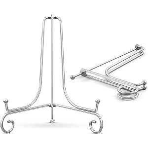 8 inch metal folding frame plate holder easel stand for picture frame decorative plates photo book collectibles silver