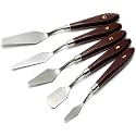 Palette Knife Painting Stainless Steel Spatula Palette Knife for all types of Oil Paint, Water color, Gouache Color, Acrylic Color Wood Handle (Painting Knives, 5 pc set)