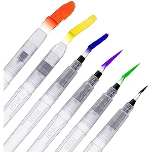 set of 6 water brush pens for watercolor calligraphy water soluble colored pencils color markers powdered pigment
