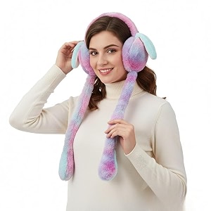 presco winter ear muffs  soft plush foldable ear warmers for kids girls and women  windproof stretchable amp portable earmuffs for cold weather outdoor travel and school use