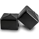 Prescott Plastics 1.5-Inch (38.1mm) Square Rubber Hole Plugs, Flexible Black Vinyl End Caps for Metal Tubing and Fences, Rubber Cap for Glide Protection from Chairs and Furniture, Made in USA - 4 Pack