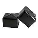 Prescott Plastics 1 1/2” (38.1mm) Outer Diameter Flexible Plastic Hole Caps, Square Black Metal Tubing End Caps, Strong Furniture Leg Insert, Impact &amp; Weather Resistant, Made in the USA - 20 Pack