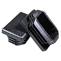 Prescott Plastics 1" x 1 1/2” Ribbed Plastic Hole Caps, Rectangular Black Metal Tubing End Caps, Strong Indoor Outdoor &amp; Furniture Leg Inserts, Impact &amp; Weather Resistant, Made in the USA - 50 Pack