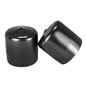 Prescott Plastics 1 5/8” (41.27mm) Outer Diameter Flexible Plastic Hole Caps, Round Black Metal Tubing End Caps, Strong Furniture Leg Inserts, Impact &amp; Weather Resistant, Made in the USA - 20 Pack