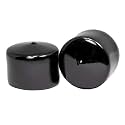 Prescott Plastics 2 1/4” (57.15mm) Outer Diameter Flexible Plastic Hole Plugs, Round Black Metal Tubing End Caps, Strong Furniture Leg Inserts, Impact &amp; Weather Resistant, Made in The USA - 4 Pack