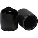 Prescott Plastics 7/8” (22.22mm) Outer Diameter Flexible Plastic Hole Caps, Round Black Metal Tubing End Caps, Strong Furniture Leg Inserts, Impact &amp; Weather Resistant, Made in the USA - 4 Pack