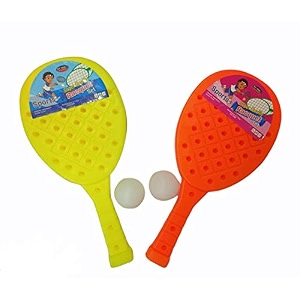 presents plastic table tennis or badminton racketeasy to play lite weightassorted coloursbest gift for siblings  1 pair of racket with 2 plastic ballssize about 37 cm