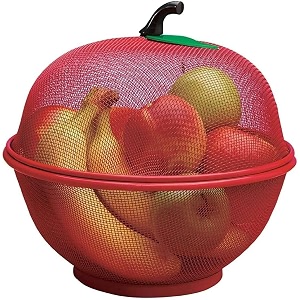 stainless steel fruit amp vegetable baskets with lid perfect for dining table decorveggie tokris net covers and steel food covers enhancing kitchen elegancemediumred