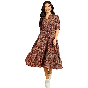PRESHA Womens Fit and Flare Pure Cotton