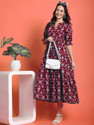Presha Women Fit and Flare Multicolor Below Knee Dress