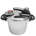 Pressure cooker with rotating handle safety lock Mirrored stainless steel for healthier faster and more uniform cooking Tightly sealed suitable for all types of hobs