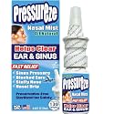 Pressureze Nasal Spray - All Natural Preservative-Free Sterile - Fast Relief Nasal Spray - for Sinus Allergies Congestion Blocked Ears Loud Snoring | 130 Sprays, 18 ml