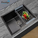 Prestige ( 24x18x10) HANDMADE MATT FINISH SINGLE BOWL STAINLESS STEEL KITCHEN SINK (BLACK) with Waste Coupling And Drain Basket, Vessel Sink (Black) Vessel Sink (BLACK)