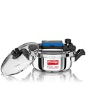 Prestige 3Litre Stainless Steel Flip On Pressure Cooker with Glass Lid|Deep lid for spillage control|Innovative Lock Lid with single hand operation|Gas & Induction Compatible|5Y warranty|ISI Certified