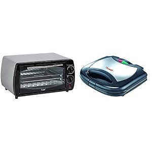 prestige 9l oven toaster grill with sandwich toaster silver black