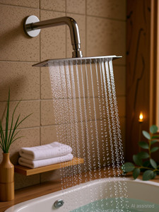 prestige abs4-inch single flow overhead shower without arm fixed mount