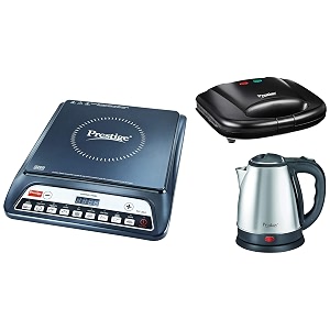 prestige electric kettle pkoss - 1500w steel 15l black amp pic 20 1600w induction cooktop amp pgmfb 800w grill sandwich toaster with fixed grill plates