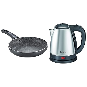 prestige electric kettle pkoss - 1500watts steel 15ltr black amp prestige aluminium omega deluxe granite fry pan 24 cm black 36305