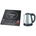 Prestige Electric Kettle PKOSS - 1500watts, Steel (1.5Ltr), Black &amp; PIC 6.1 V3 2200-Watt Induction Cooktop (Black)