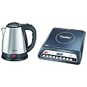 Prestige Electric Kettle Pkoss-1500Watts,Steel(1.5 Liter),Black&Pic 20 1600 Watt Induction Cooktop(Black)&Hand Blender-Phb 11.0
