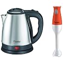 Prestige Electric Kettle PKOSS - 1500watts, Steel (1.5 litre), Black &amp; PHB 11.0 Hand Blender, 250W (Orange)