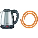 Prestige Electric Kettle PKOSS - 1500watts, Steel (1.5 Litres), Black &amp; Prestige LPG Hose, Multi