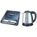 Prestige Electric Kettle PKOSS - 1500watts, Steel (1.5Ltr), Black &amp; PIC 20 1600 Watt Induction Cooktop (Black) &amp; Sandwich Maker PGMFD 01