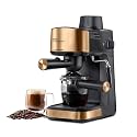 Prestige Espresso 800W Coffee Maker Black and Gold|Detachable Drip Tray|Built-In Milk Frother|1 Year Warranty