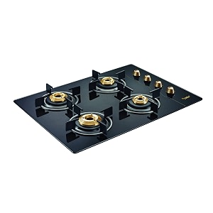 prestige euro glass top gas stove with toughened glass top powder coated body 4 burners manual black brass