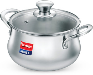 prestige glory ss cookware handi 5 l with lid stainless steel induction bottom