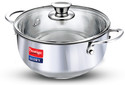 Prestige Glory SS Cookware Kadhai 22 cm diameter with Lid 3.5 L capacity (Stainless Steel, Induction Bottom)