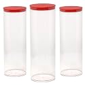Prestige Import Group - 3" x 12.25" Transparent Clear Plastic (PETG) Storage Tubes with Red Lid - 4 Pack