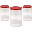 Prestige Import Group - 3" x 6.25" Transparent Clear Plastic (PETG) Storage Tubes with Red Lid - 4 Pack