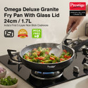 Prestige Omega Deluxe Granite Fry Pan 24 cm diameter with Lid 1.7 L capacity