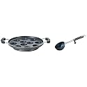 Prestige Omega Select Plus Residue Free Non-Stick Paniyarakkal, 25cm, Black Aluminium Hard Anodised Tadka Pan, 10 cm, Black