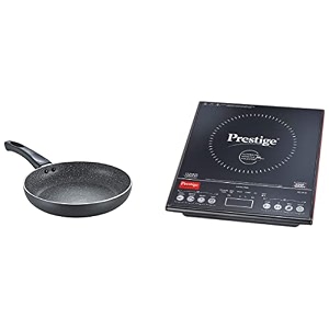 prestige pic 31 v3 2000-watt induction cooktop with touch panel black amp prestige aluminium omega deluxe granite fry pan 24 cm black 36305