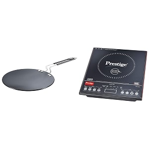 prestige pic 31 v3 2000-watt induction cooktop with touch panel black amp prestige hard anodised aluminium plus cookware induction base roti tawa 225cm black